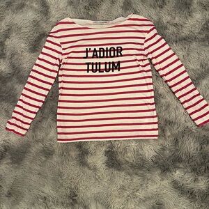 Dior J'Adior Tulum pink and White Striped Long Sleeve Tee